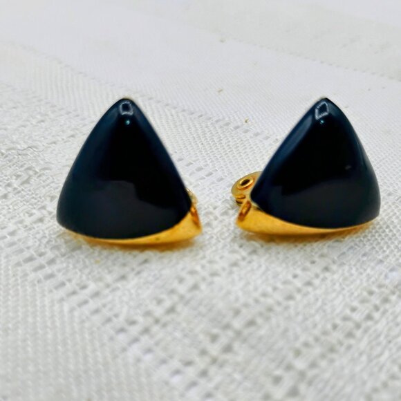 Monet earring clip on art deco enamel vintage - Picture 2 of 6